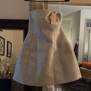 Meshki Silver Gala Strapless Mini Dress